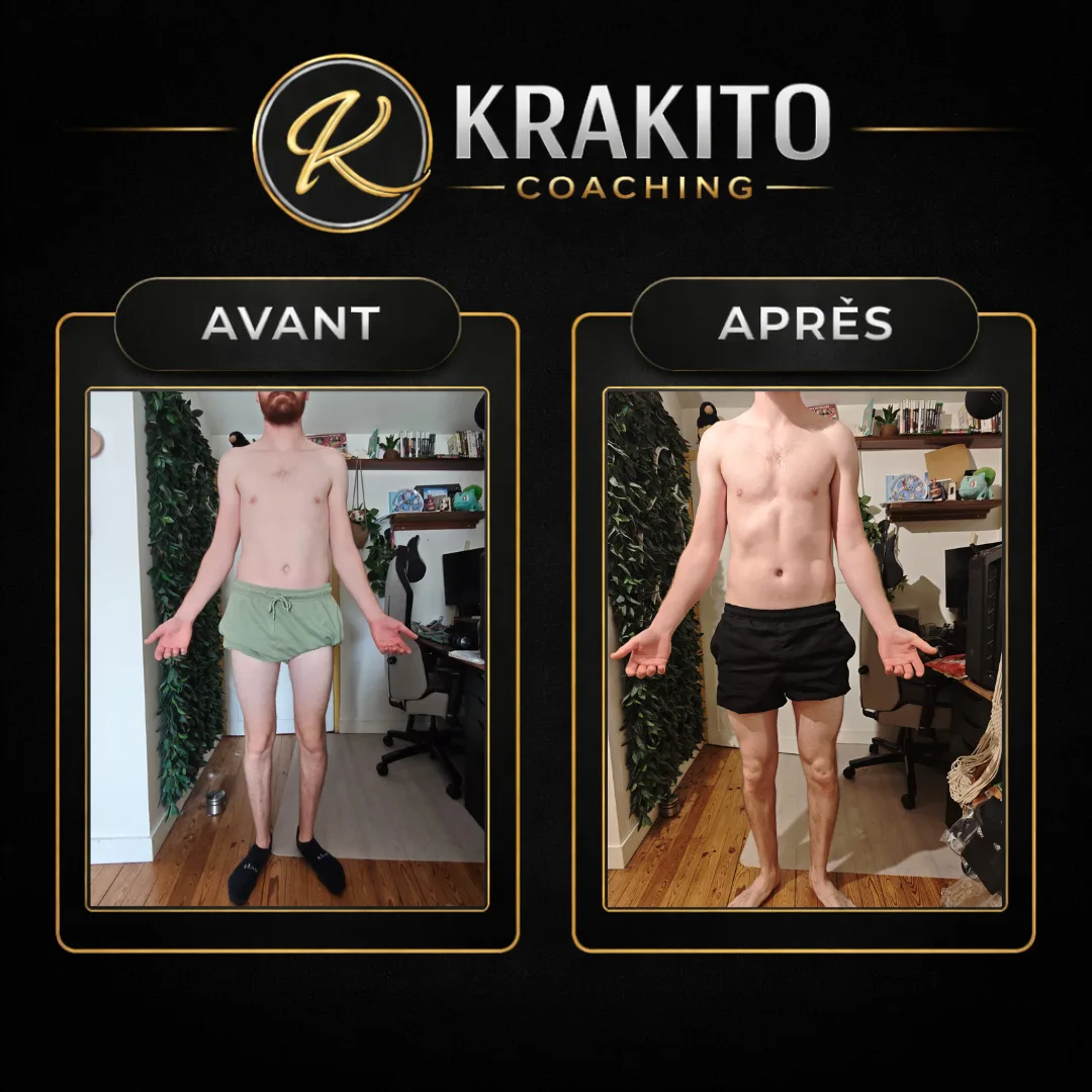 Avant/après de Maxime, remise en forme en coaching en ligne