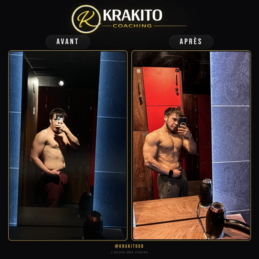 Avant/après de Sullivan, fondateur de Krakito Coaching